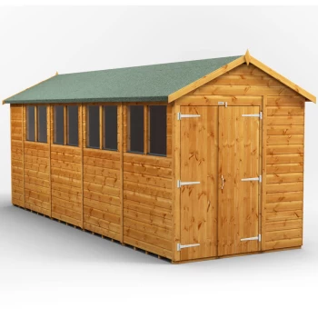 Image of 18x6 Power Apex Double Door Garden Shed - Brown