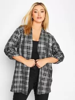 Image of Yours Ladies Foil Check Printed Cardigan - Black, Grey, Size 16, Women