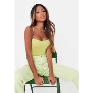 Image of Missguided Pearl Strap Bodysuit - Green