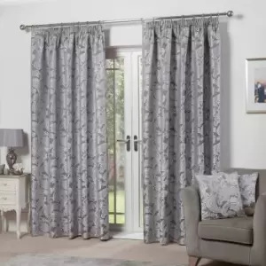 Image of Emma Barclay Duchess Pencil Pleat Curtain 66 X 54 Silver, 100% Polyester, W 66 x Drop 54" (168 x 137cm)