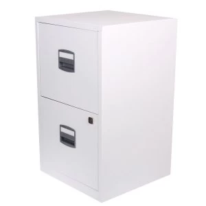 Image of Bisley 2 Drawer A4 Metal Filing Cabinet - Chalk White