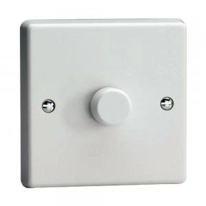 Image of Varilight V-Pro 1 Gang 2-Way 1x100W Dimmer Switch - Classic White with White Knobs - JQP401W