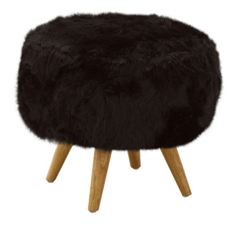 Image of Premier Housewares Interiors by Premier Black Fur Effect Cabaret Stool Black
