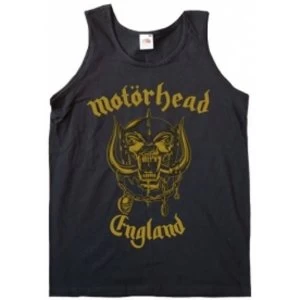Image of Motorhead England Gold Ladies Black Vest T Shirt Size: X Lar