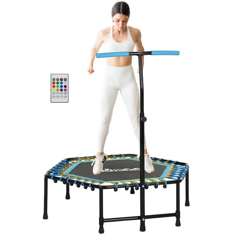 Image of SPORTNOW 45" Fitness Trampoline with Adjustable Handle, LED Lights, Pink A71-047V01PK