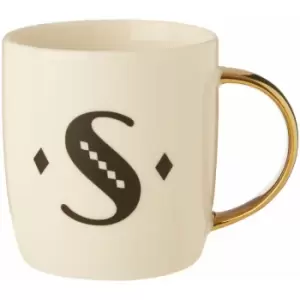 Image of Diamond Deco S Letter Monogram Large Mug Personalised Coffee Mug / Espresso Cups For Home And Office Use Cappuccino Cup For Everyday Use 9 x 9 x 12