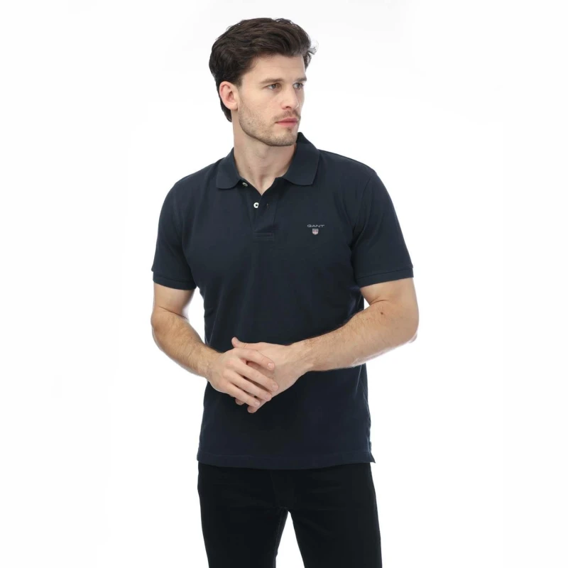 Image of Gant Piqu Rugger Polo Shirt - Blue Blue 3XL