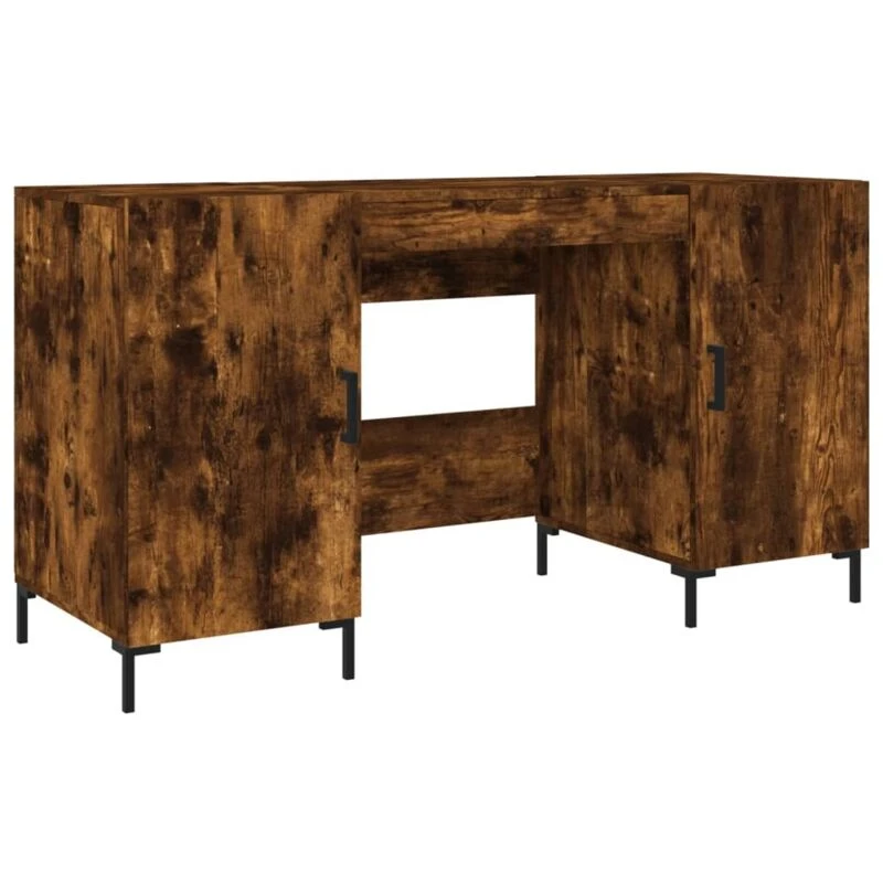 Image of JINLEFU Jinlefu - Desk Smoked Oak 140x50x75cm Engineered Wood vidaXL JRVDZX-829553_DE