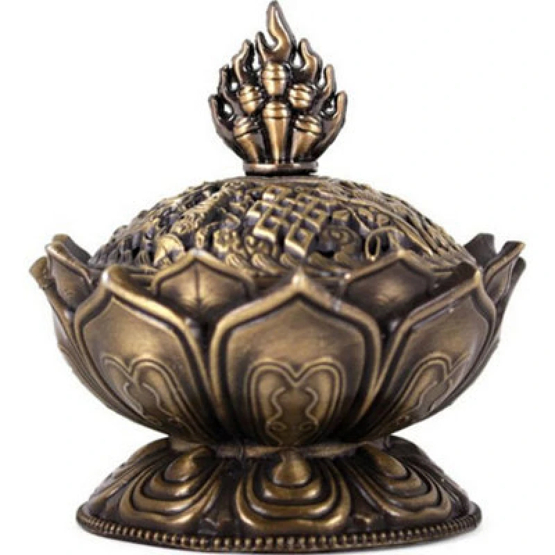 Image of Something Different Something Different Metal Lotus Incense Cone Holder in Copper Copper One Size Unisex 5057819909807