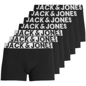 Image of Jack & Jones Mens Jacblack & Wht 7 Pack Trunks Boxer Shorts S - Waist Size 31-32' (81cm)
