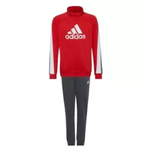 Image of adidas Colorblock Big Badge of Sport Tracksuit Kids - Vivid Red / Black / Grey Six