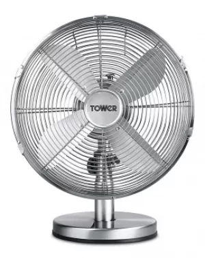 Image of Tower 12 Chrome Metal Desk Fan