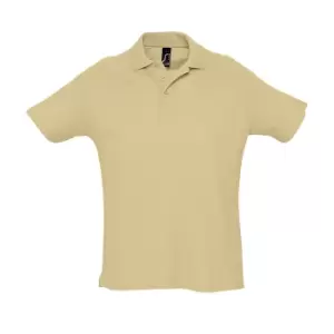 Image of SOLS Mens Summer II Pique Short Sleeve Polo Shirt (M) (Sand)