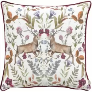 Image of Evans Lichfield Mirrored Stag Piped Edge Cushion Cover, Shiraz, 43 x 43 Cm