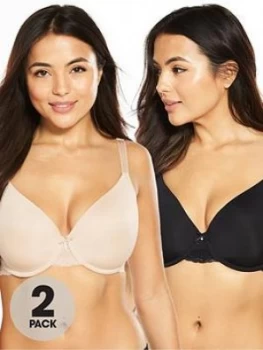 Image of DORINA 2 Pack Adele T-Shirt Bra - Black/Nude, Black/Nude, Size 32, Women