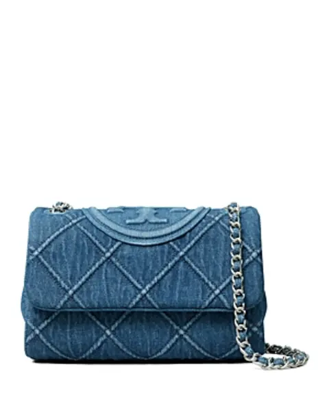Image of Tory Burch Small Fleming Soft Denim Convertible Shoulder Bag