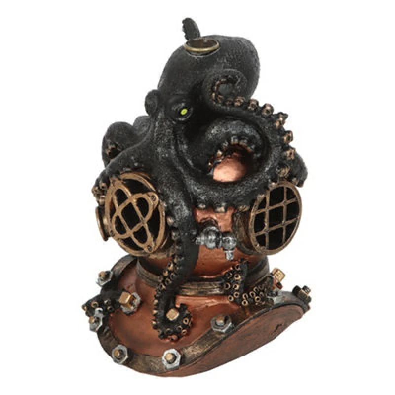 Image of Something Different Something Different Kraken & Diver Helmet Backflow Incense Burner in Black One Size Unisex 5063574549493