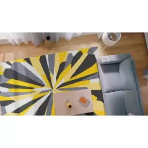 Image of Portland 3337 A 160cm x 230cm Rectangle - Grey and Yellow and Multicoloured