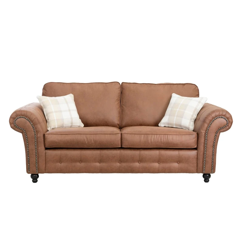 Image of LUXURY LIFE Oakley Suede Fabric 3 Seater Sofa Tan