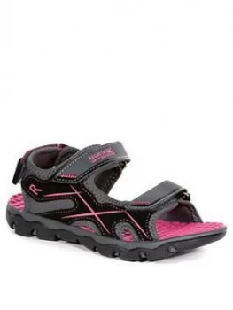 Image of Regatta Childrens Kota Drift Sandals - Grey/Black/Pink