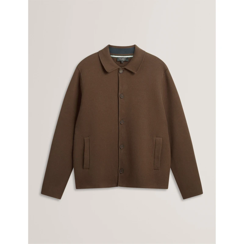 Image of Ted Baker Mens Knitted Quilted Hybrid Jacket Khaki male S (2)