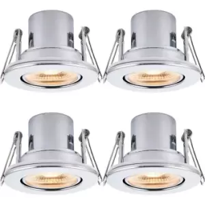 Image of 4 PACK Recessed Tiltable Ceiling Downlight - 8.5W Warm White LED Chrome Plate