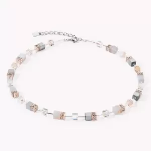 Image of Coeur De Lion Precious GEOCUBE Necklace Rose Gold Peach Agate