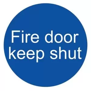 Image of The House Nameplate Company Fire Door Keep Shut Fire Information Sign, (H)100mm (W)100mm