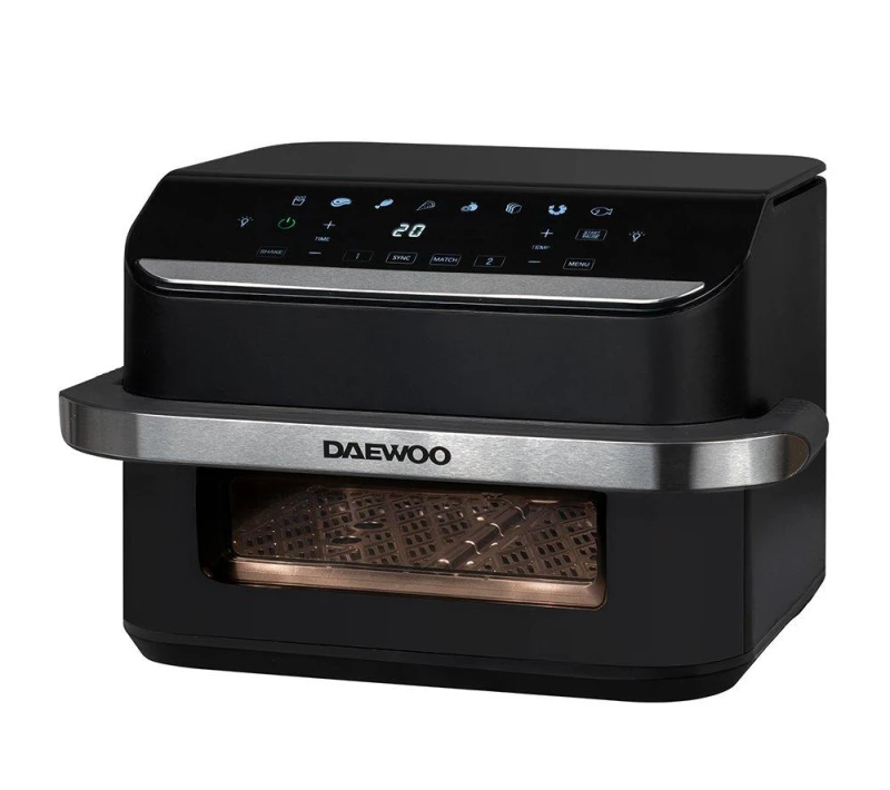 Image of Daewoo Daewoo 10L 'Megadrawer' Single or Double Air Fryer Dual Drawer Large Capacity in Black One Size Unisex 5024996981346