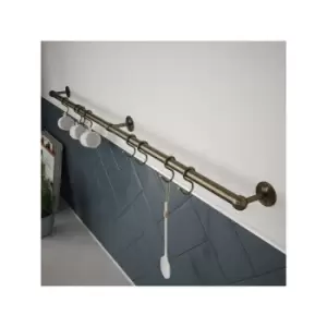 Image of Rothley - Easy-Fit Kitchen Utensil Rail Kit Antique Brass 100cm - Antique Brass