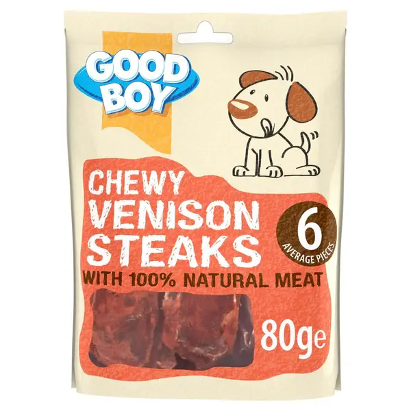 Image of Good Boy Chewy Venison Steaks Dog Treats 80g