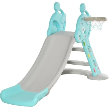 Image of 2 in 1 Kids Slide with Basketball Hoop 18 months -4 Years Old Deer Blue - Homcom