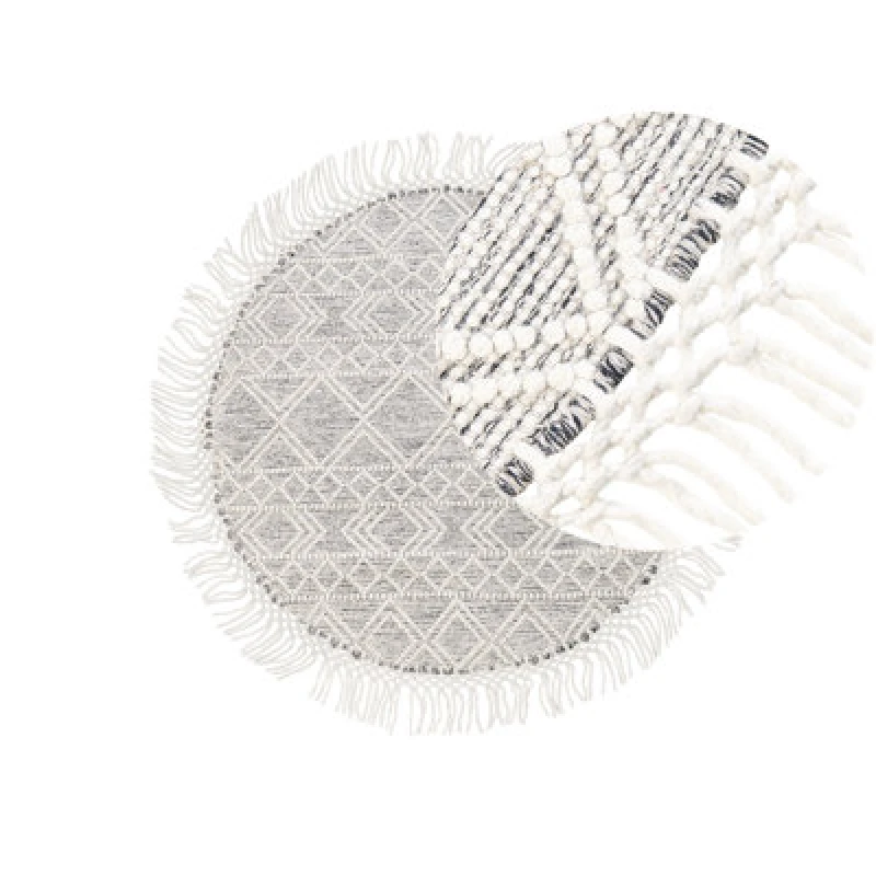 Image of Beliani Boho Rug Buldan Grey 140 Cm Wool