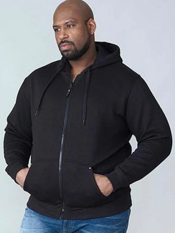 Image of D555 by Duke Duke Plain Zip Hoodie Colour: BLACK, Size: 7XL