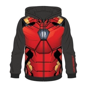 Image of Iron Man - Sublimation Mens Large Full Length Zipper Hoodie - Multi-colour