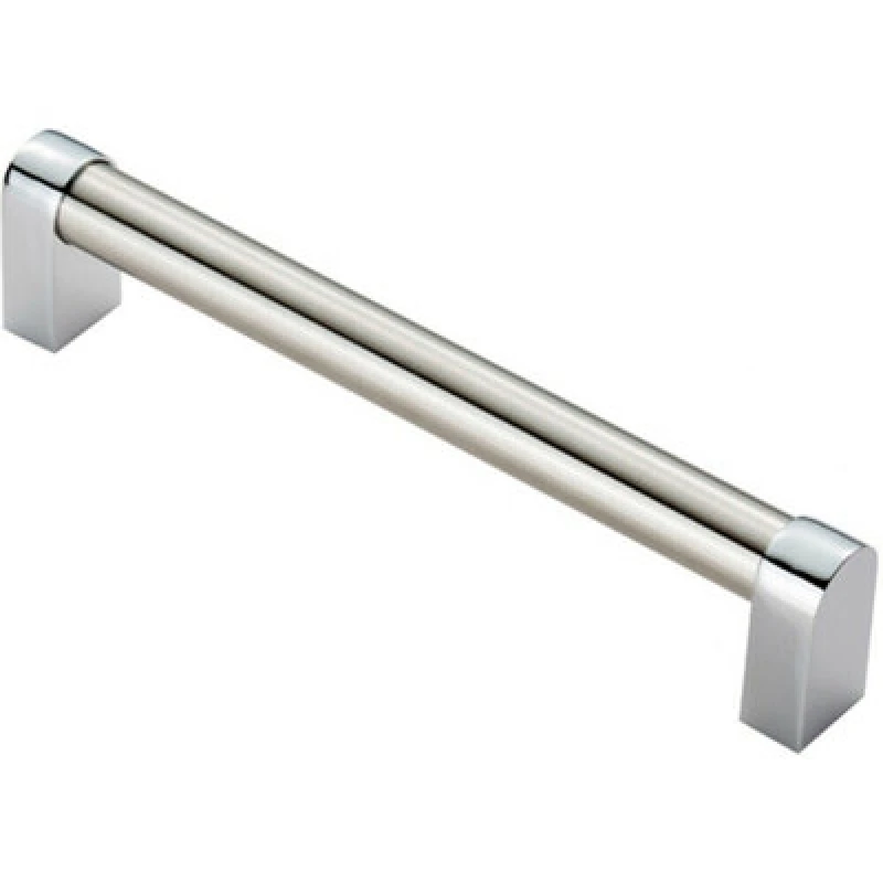 Image of Loops Round Tube Pull Handle 176 x 16mm 160mm Fixing Centres Satin Nickel & Chrome Metallics unisex