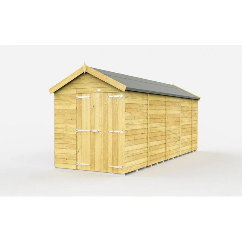 Image of Buttercup Farm 6 x 18 Feet Apex Shed - Double Door W/O Window - L533 x W175 x H217cm in Brown Brown Unisex