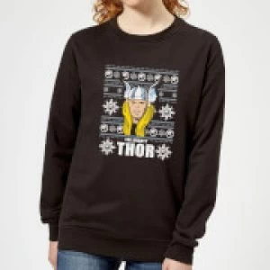 Image of Marvel Thor Face Womens Christmas Sweatshirt - Black - M