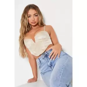 Image of I Saw It First V Bar Sparkle Woven Corset Top - Nude