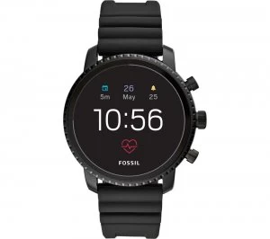 Image of Fossil Q Explorist HR - Black, Silicone Strap, Black