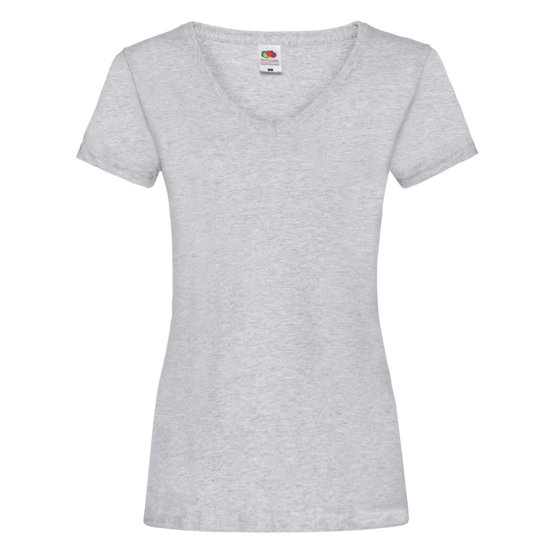 Image of Fruit Of The Loom Valueweight Heather Deep V T-Shirt Grey female