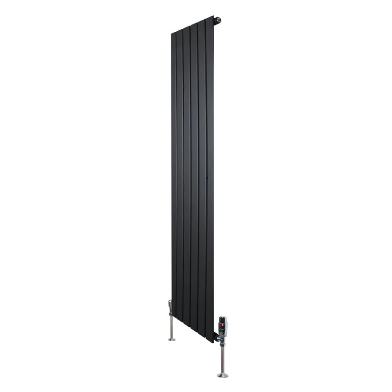 Image of Monstershop Flat Single Column Radiator & Valves - 1600mm x 420mm - Black Unisex