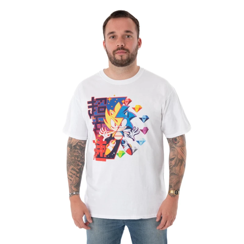 Image of Sonic the Hedgehog Short Sleeved T-Shirt White male
