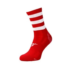 Image of Precision Pro Hooped GAA Mid Socks Junior Red/White - UK Size J12-2