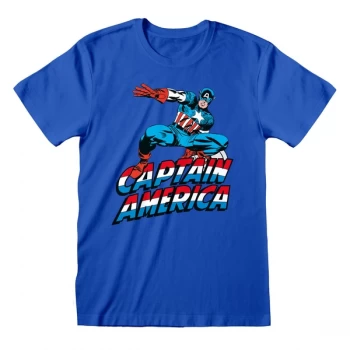 Image of Marvel Comics Captain America - Captain America Unisex Medium T-Shirt - Blue