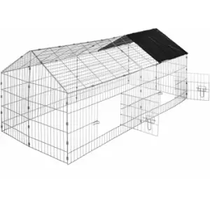 Image of Rabbit run with sunshade - guinea pig run, rabbit cage, rabbit pen - black