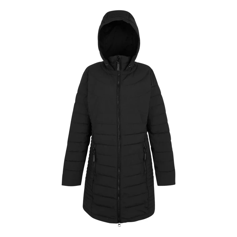 Image of Womens long hooded down jacket Regatta Andria Noir Female 38