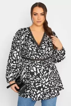 Image of Animal Print Lace Blouse