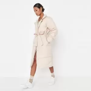 Image of Missguided Balloon Sleeve Ls Belted Tea Dress Flral - Cream