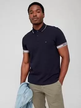 Image of Tommy Hilfiger Logo Cuff Regular Fit Polo shirt - Blue Size M, Men